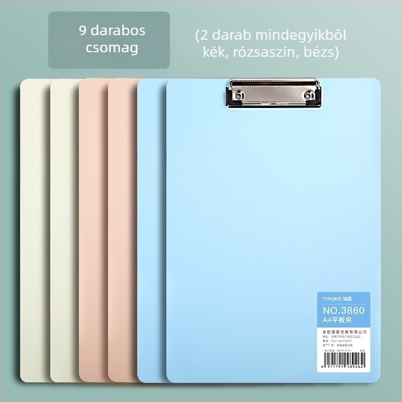 A4-es PVC klip­tábla, modell 3860, diákoknak, függőleges