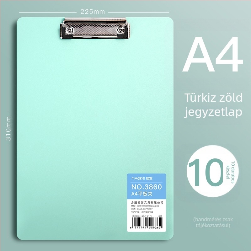A4-es PVC klip­tábla, modell 3860, diákoknak, függőleges