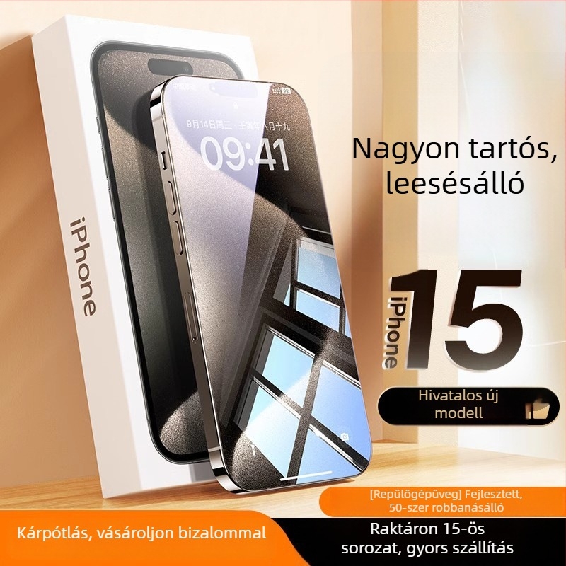 Kérgesített üveg kijelzővédő anti-peep és ütésvédelmi funkcióval iPhone 11–14 Pro/Max
