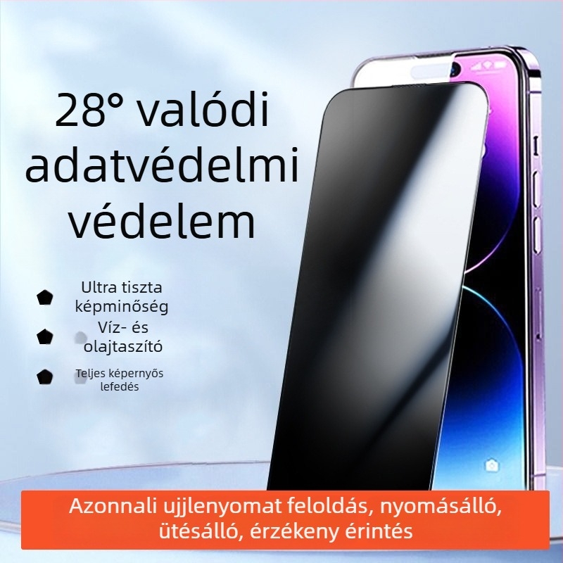 Kérgesített üveg kijelzővédő anti-peep és ütésvédelmi funkcióval iPhone 11–14 Pro/Max