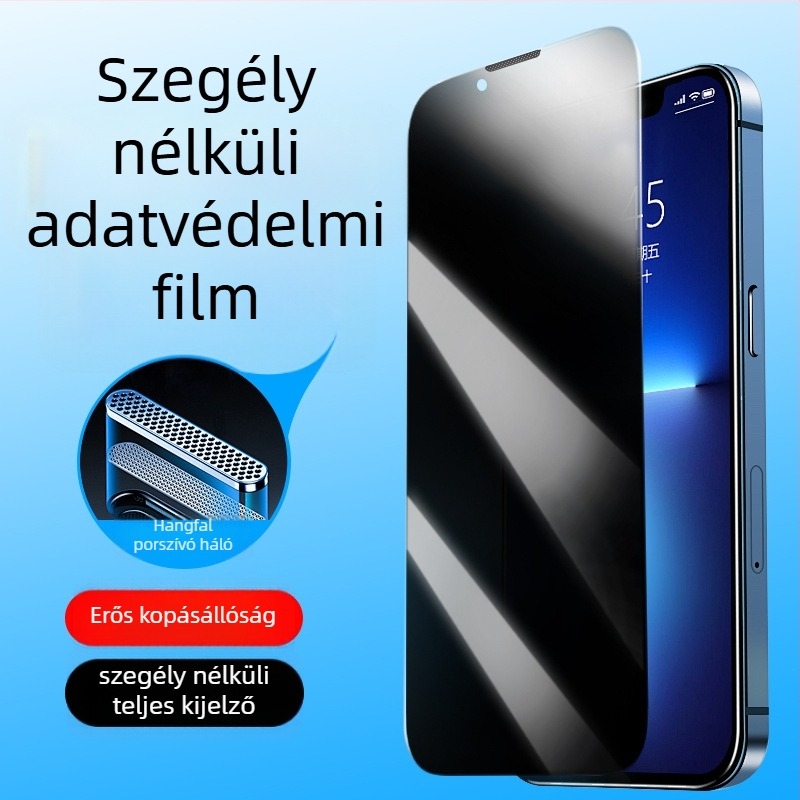 Kérgesített üveg kijelzővédő anti-peep és ütésvédelmi funkcióval iPhone 11–14 Pro/Max