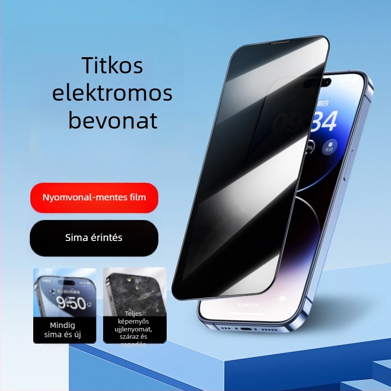 Kérgesített üveg kijelzővédő anti-peep és ütésvédelmi funkcióval iPhone 11–14 Pro/Max