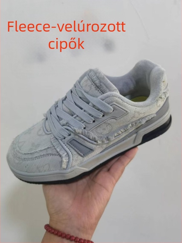 Denim felsőrészű sneakers, kerek orr, lélegző, PU talp, alacsony boka