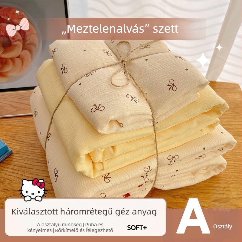 Mosható pamut ágyneműkészlet, négy darabos, kollégiumi szobához, négy évszakos, növényi virágos mintával