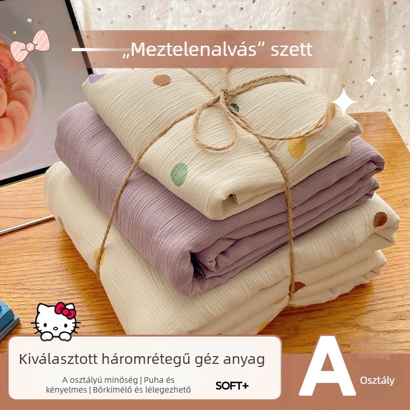 Mosható pamut ágyneműkészlet, négy darabos, kollégiumi szobához, négy évszakos, növényi virágos mintával