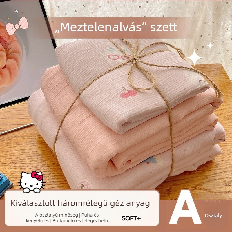 Mosható pamut ágyneműkészlet, négy darabos, kollégiumi szobához, négy évszakos, növényi virágos mintával