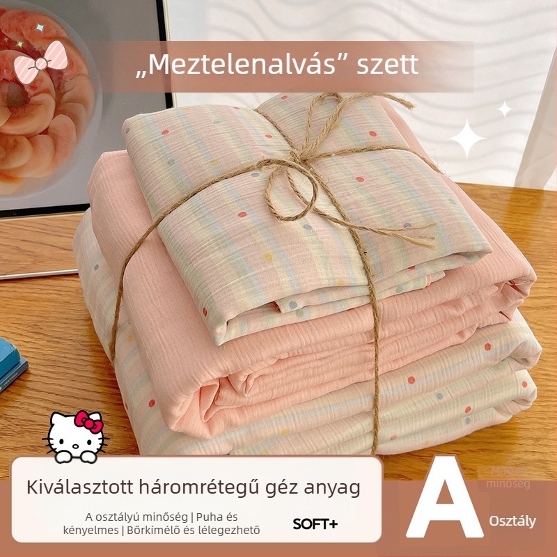 Mosható pamut ágyneműkészlet, négy darabos, kollégiumi szobához, négy évszakos, növényi virágos mintával