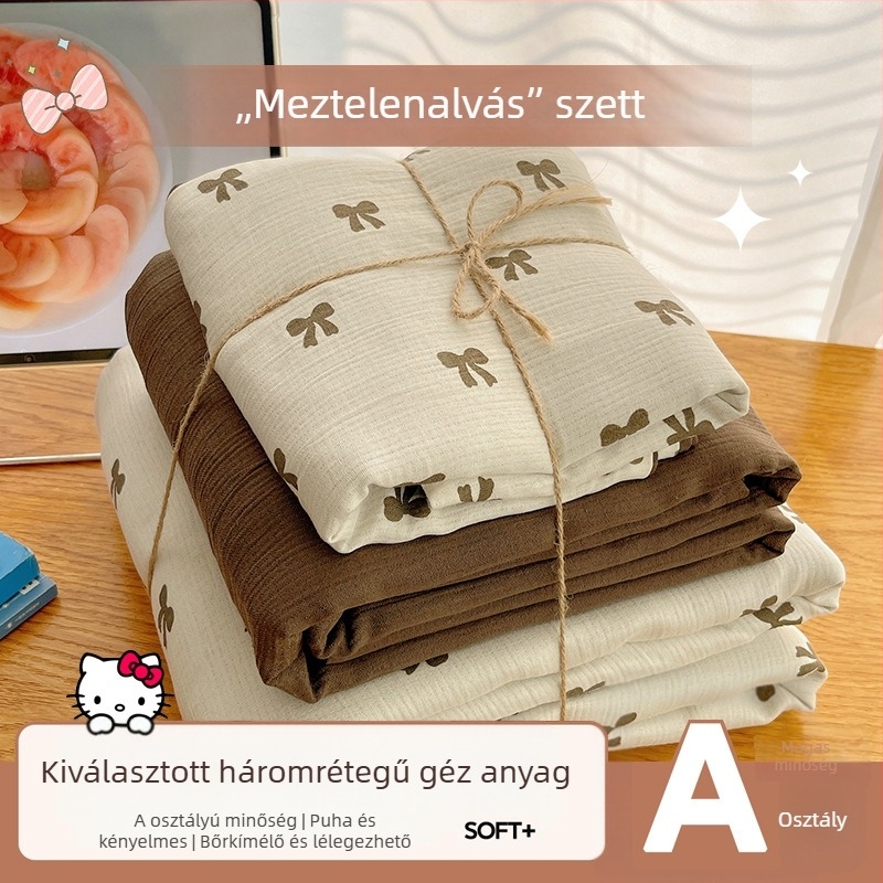 Mosható pamut ágyneműkészlet, négy darabos, kollégiumi szobához, négy évszakos, növényi virágos mintával