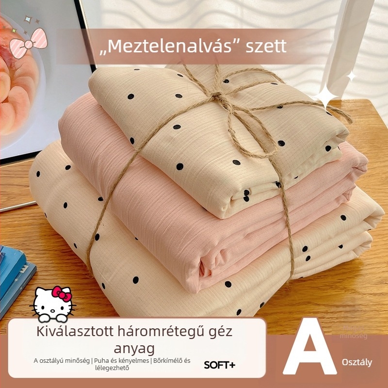 Mosható pamut ágyneműkészlet, négy darabos, kollégiumi szobához, négy évszakos, növényi virágos mintával