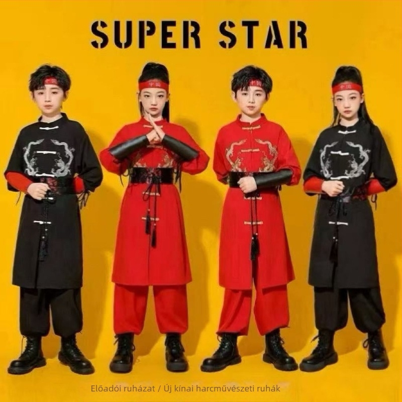 Gyerekeknek szóló kínai stílusú kétszemélyes nadrágkosztüm, ujjatlan, corduroy anyag, fő anyag: nyúl szőr