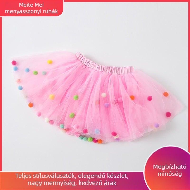 Lányoknak készült nejlonos hercegnő tutu szoknya, Cartoon minta, pamut bélés, 90% nylon, nyár