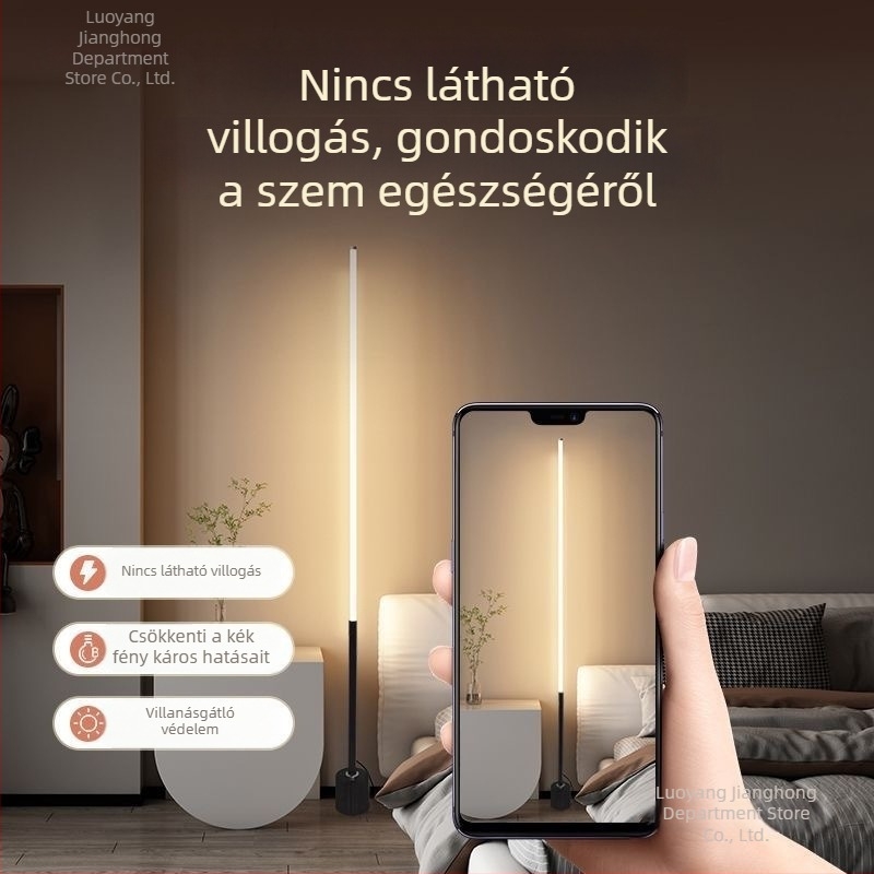 LED állólámpa szemvédővel, modern minimalista stílus, nappalira és hálószobába, függőleges saroklámpa, hangulatvilágítás, távirányító