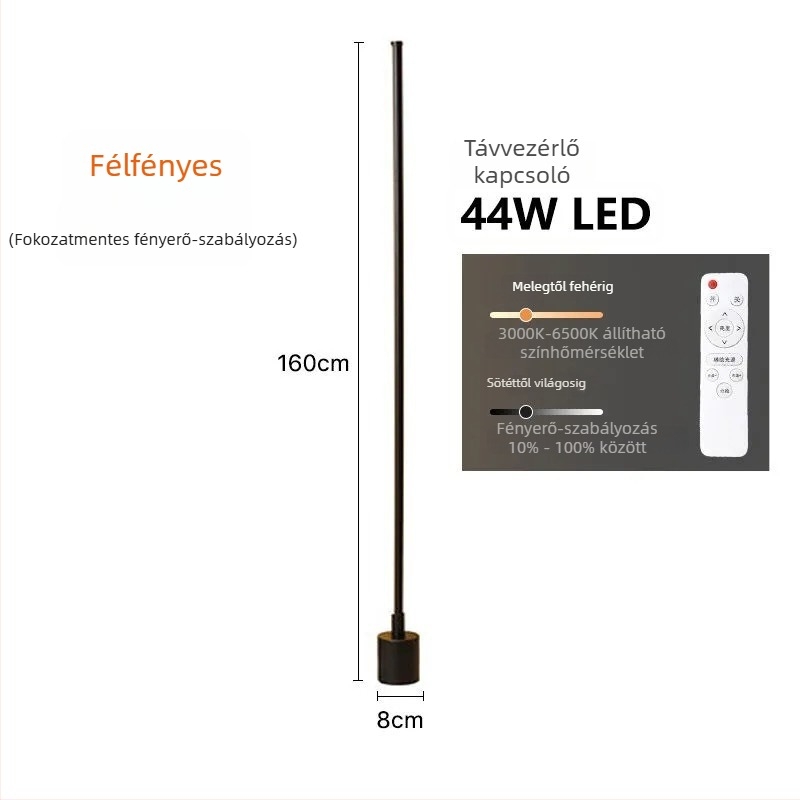 LED állólámpa szemvédővel, modern minimalista stílus, nappalira és hálószobába, függőleges saroklámpa, hangulatvilágítás, távirányító