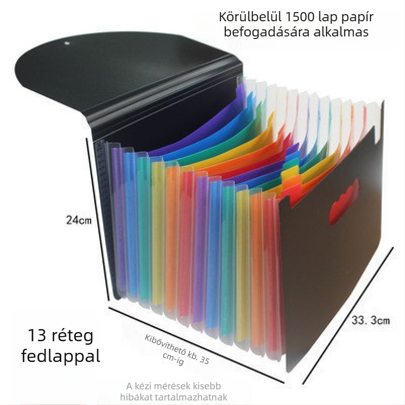 Dokumentumok és bizonylatok mappája ÁFA-s számlákkal, szállítólevelekkel és nyugtákkal, akkordeon-stílusú rendező, tároló doboz, pénzügyi dokumentumok