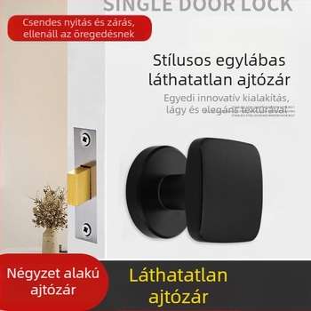 Rejtett kör alakú ajtózár fogantyú cinkötvözetből, hálószobai ajtóhoz, kulcsos, típus nyelve forgó zár, horonyos szerelés