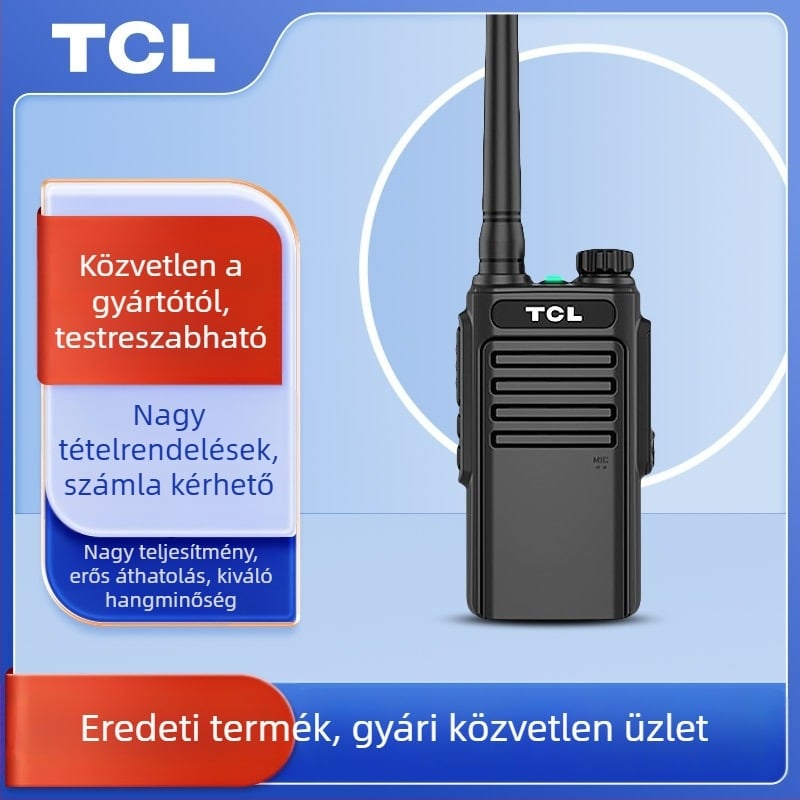 TCL analóg kétutas rádió HT8/HT9 kültéri nagy teljesítményű, 16 csatorna, 400–480 MHz, 5W, 3–5 km, 3000 mAh