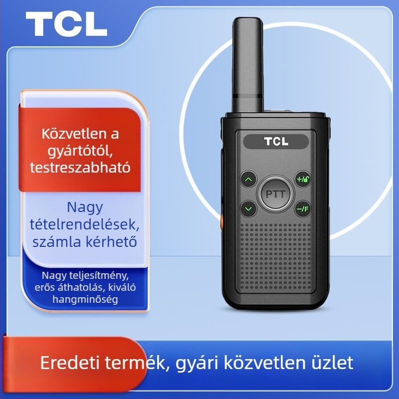 TCL analóg kétutas rádió HT8/HT9 kültéri nagy teljesítményű, 16 csatorna, 400–480 MHz, 5W, 3–5 km, 3000 mAh