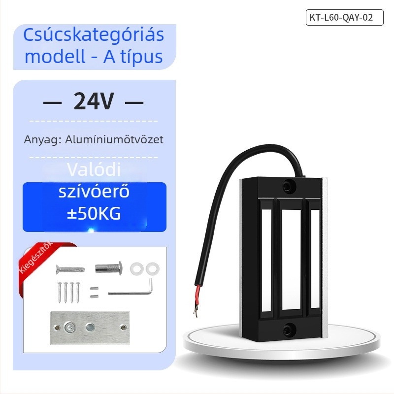 KOB KT-L60 mágneszár elektromos hozzáférés-ellenőrzéshez, elektromágneses zár, 60 kg tartóerő, 12V/24V tápegység