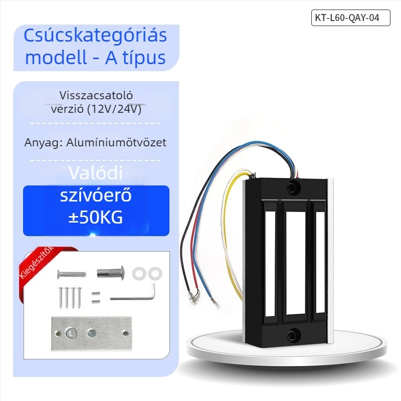 KOB KT-L60 mágneszár elektromos hozzáférés-ellenőrzéshez, elektromágneses zár, 60 kg tartóerő, 12V/24V tápegység