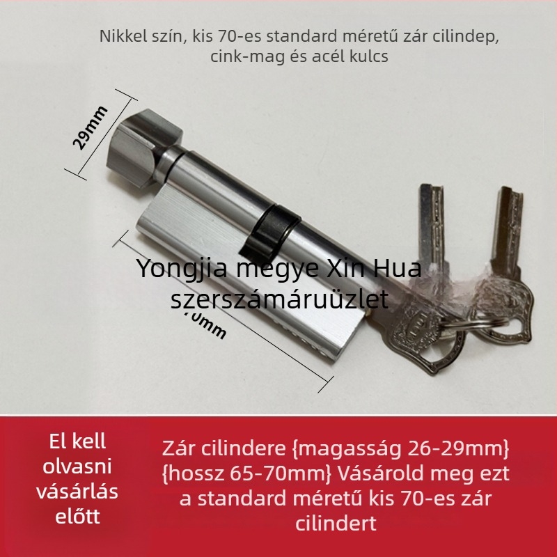 Zárhenger belső ajtóhoz, rézmaggal alumínium borítással, Modell 1, modern egyszerű stílus