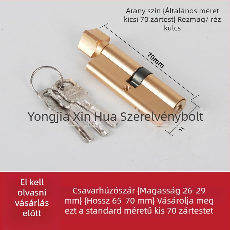 Zárhenger belső ajtóhoz, rézmaggal alumínium borítással, Modell 1, modern egyszerű stílus