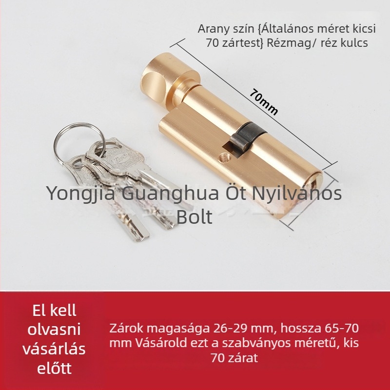 Zárhenger belső ajtóhoz, rézmaggal alumínium borítással, Modell 1, modern egyszerű stílus