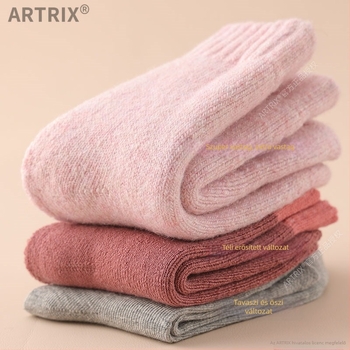 Téli gyapjú zokni babáknak és gyerekeknek, vastagított, hosszú cső, sarok nélkül, uniszex