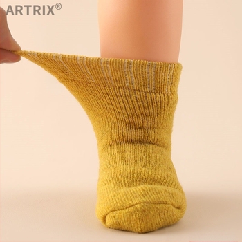 Téli gyapjú zokni babáknak és gyerekeknek, vastagított, hosszú cső, sarok nélkül, uniszex