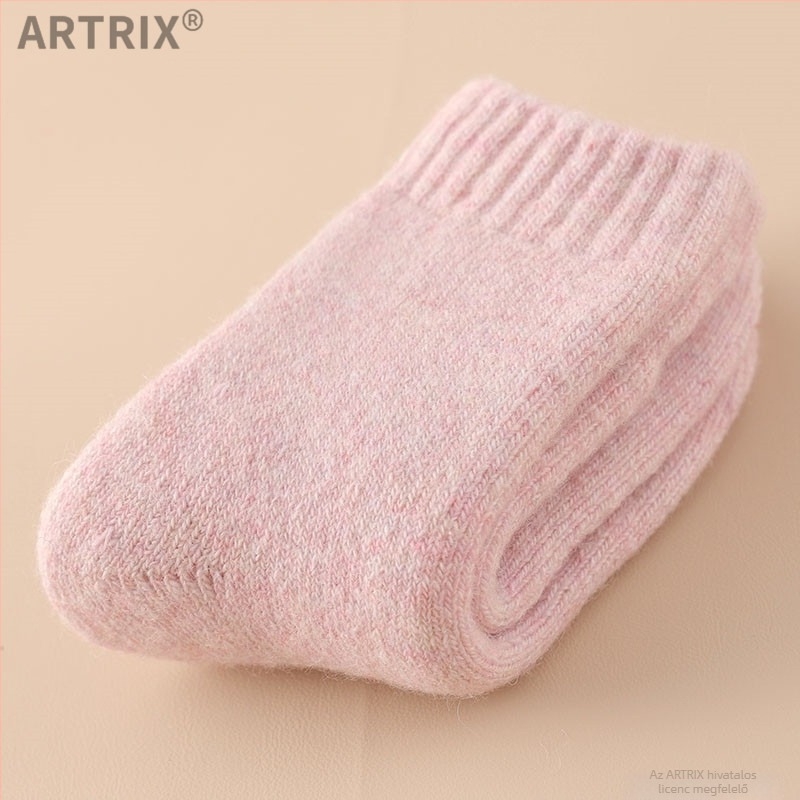 Téli gyapjú zokni babáknak és gyerekeknek, vastagított, hosszú cső, sarok nélkül, uniszex