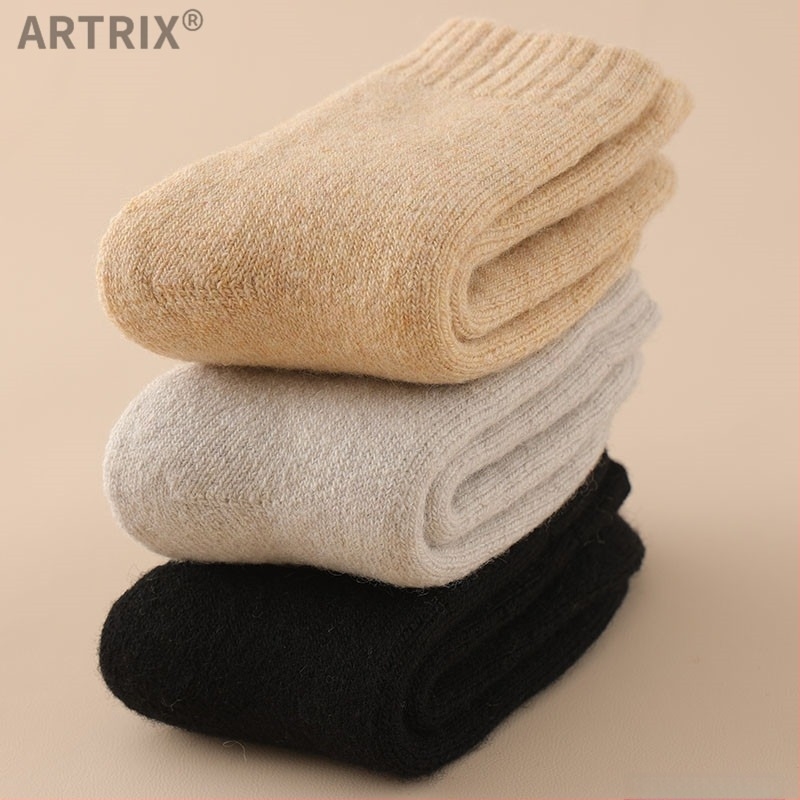 Téli gyapjú zokni babáknak és gyerekeknek, vastagított, hosszú cső, sarok nélkül, uniszex