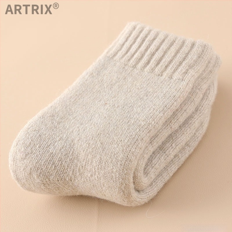 Téli gyapjú zokni babáknak és gyerekeknek, vastagított, hosszú cső, sarok nélkül, uniszex