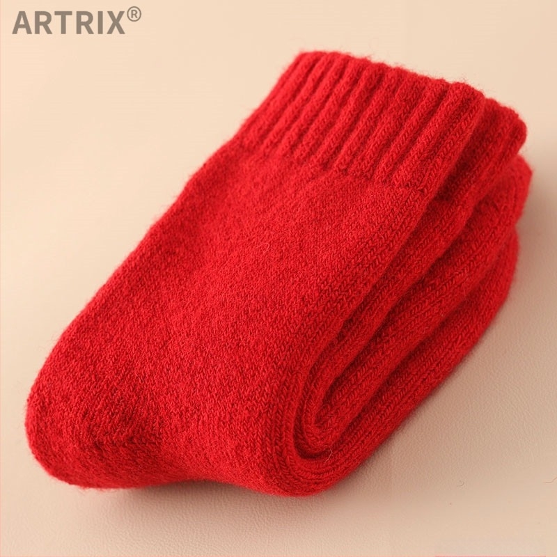 Téli gyapjú zokni babáknak és gyerekeknek, vastagított, hosszú cső, sarok nélkül, uniszex