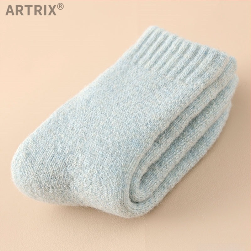 Téli gyapjú zokni babáknak és gyerekeknek, vastagított, hosszú cső, sarok nélkül, uniszex