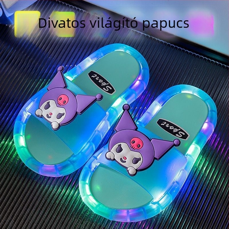 Gyerekek fénylő mesefigurás papucs PVC felsőrésszel és talppal, csúszásmentes, kopásálló, 1–3 éveseknek