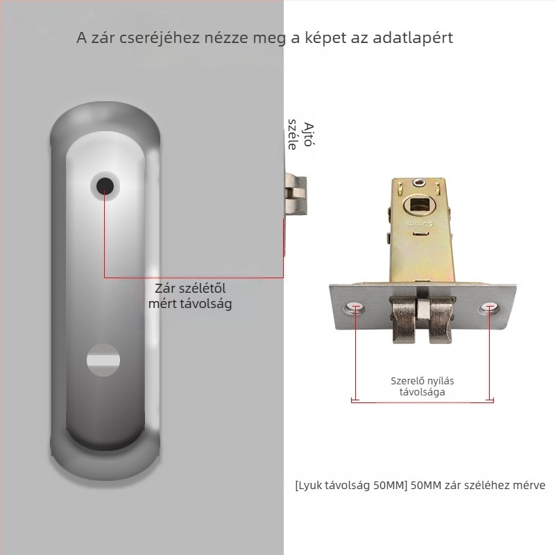 Vas anyagú zárzilinder ház- és fürdőajtókhoz, modern minimalist stílus, márka According to me ya