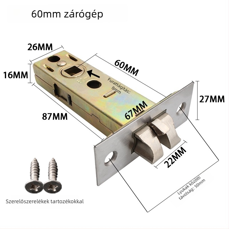 Vas anyagú zárzilinder ház- és fürdőajtókhoz, modern minimalist stílus, márka According to me ya