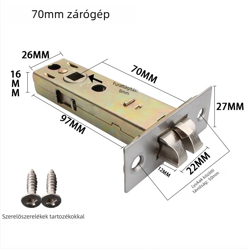 Vas anyagú zárzilinder ház- és fürdőajtókhoz, modern minimalist stílus, márka According to me ya