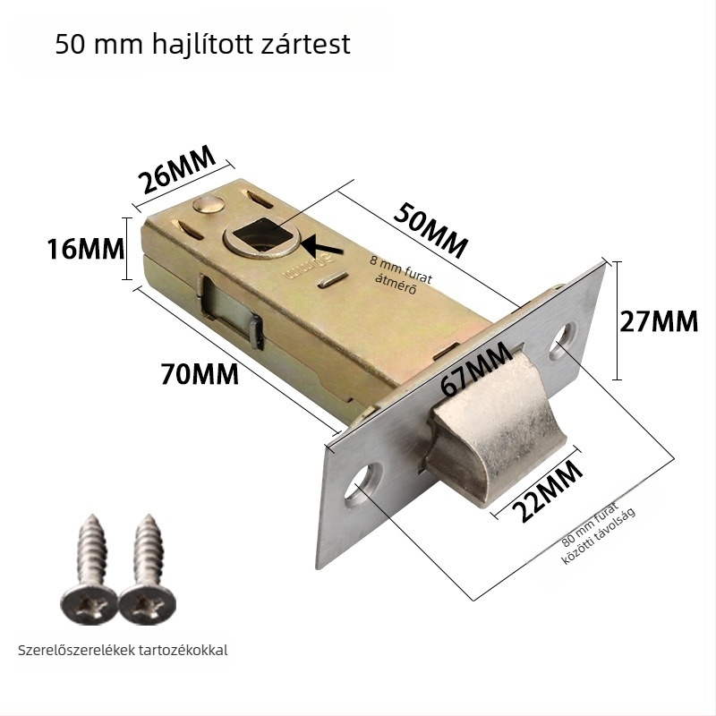 Vas anyagú zárzilinder ház- és fürdőajtókhoz, modern minimalist stílus, márka According to me ya