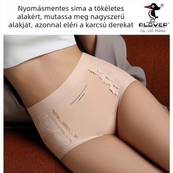 Női pamut alsónemű csipkével és jacquard mintával, középmagas derék, teljes csípőfedés, nagy rugalmasság