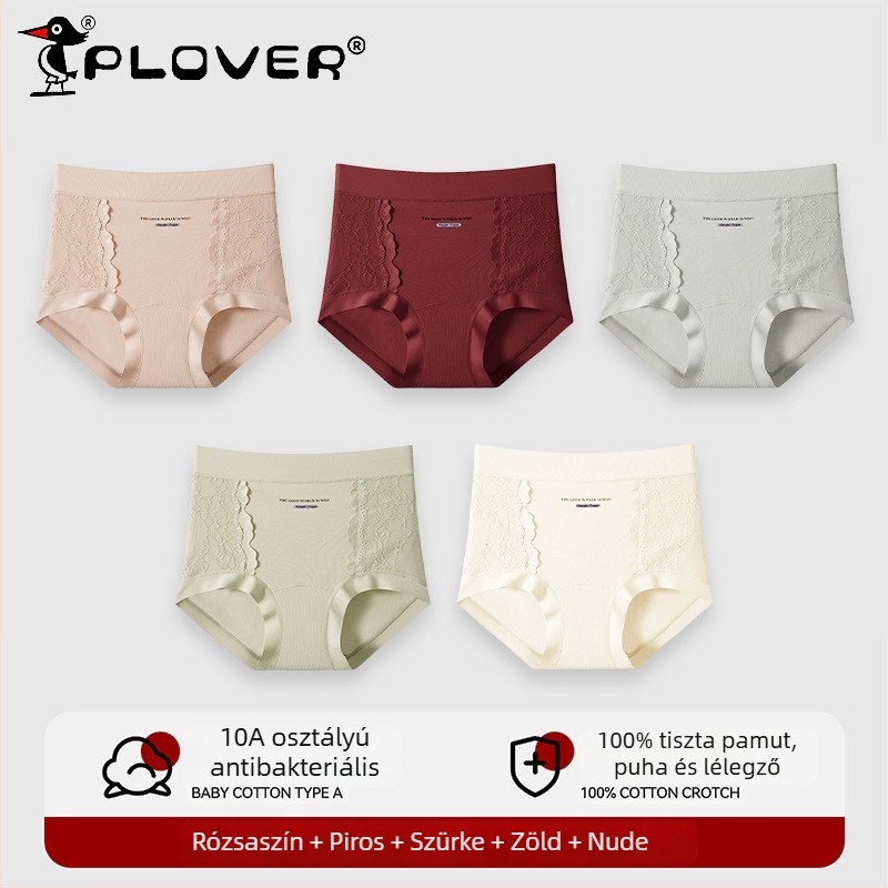 Női pamut alsónemű csipkével és jacquard mintával, középmagas derék, teljes csípőfedés, nagy rugalmasság