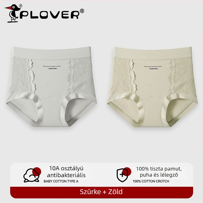 Női pamut alsónemű csipkével és jacquard mintával, középmagas derék, teljes csípőfedés, nagy rugalmasság