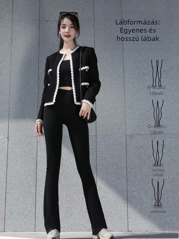 Női micro haranglábú jóga nadrág – magas derék, csípőemelő, karcsúsító szabás, nylon-spandex (70–80% nylon), közepes vastagság