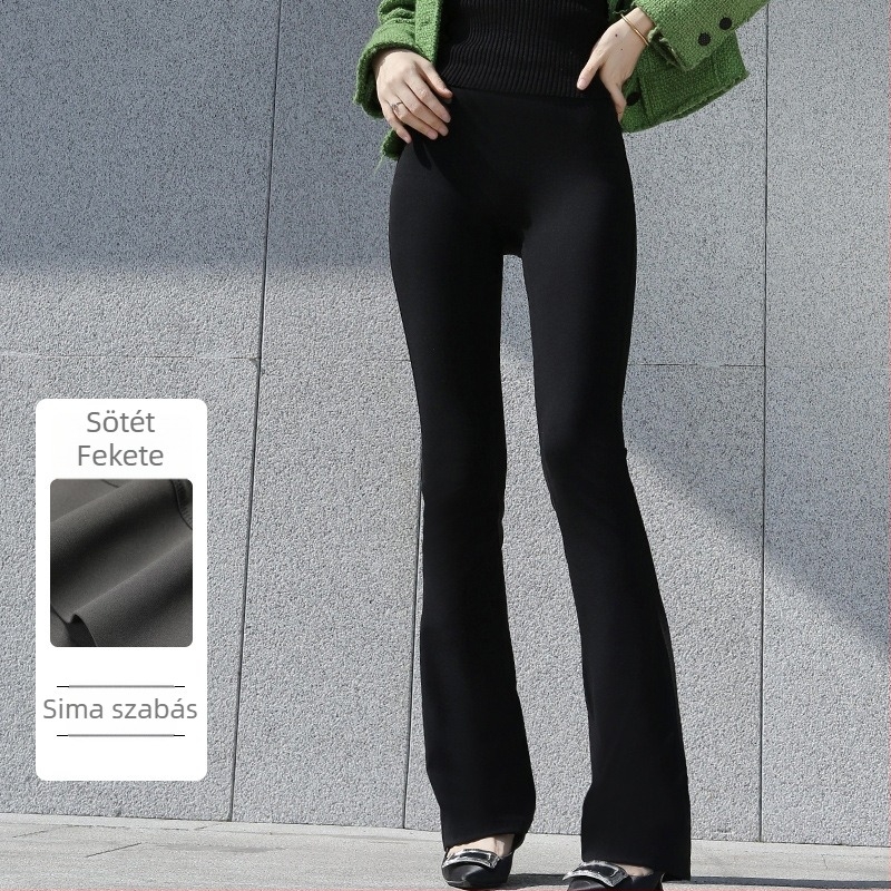 Női micro haranglábú jóga nadrág – magas derék, csípőemelő, karcsúsító szabás, nylon-spandex (70–80% nylon), közepes vastagság