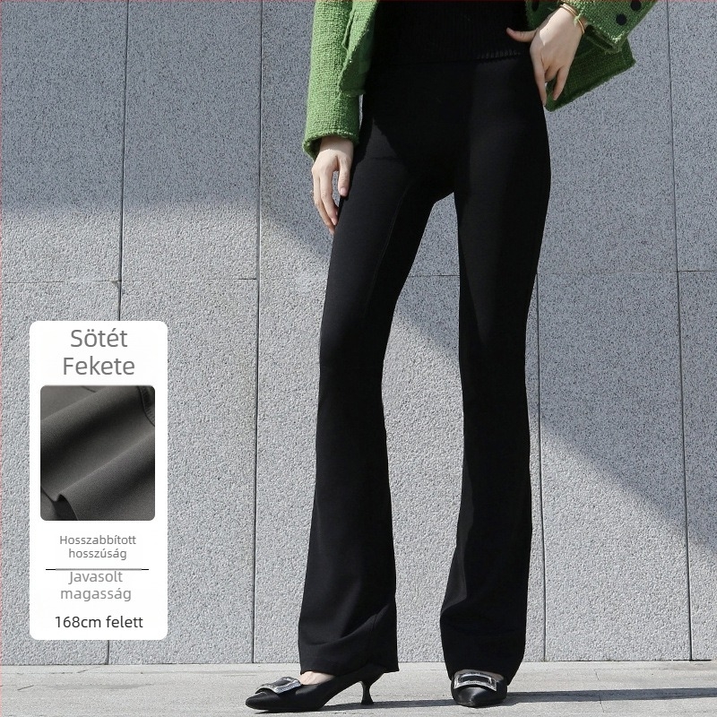 Női micro haranglábú jóga nadrág – magas derék, csípőemelő, karcsúsító szabás, nylon-spandex (70–80% nylon), közepes vastagság