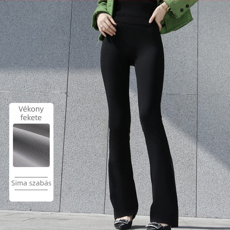 Női micro haranglábú jóga nadrág – magas derék, csípőemelő, karcsúsító szabás, nylon-spandex (70–80% nylon), közepes vastagság