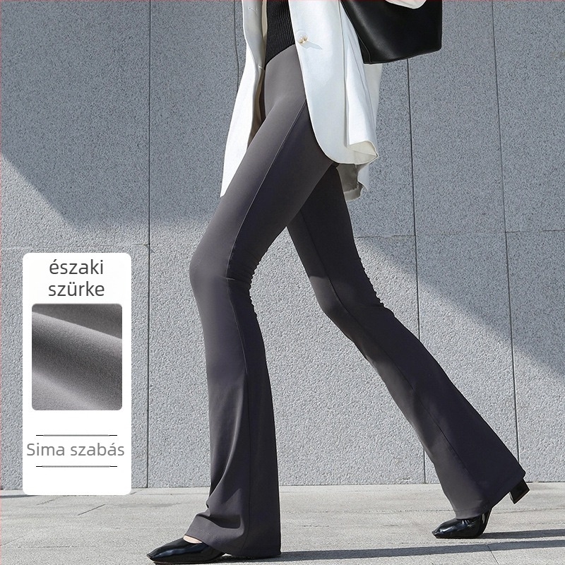 Női micro haranglábú jóga nadrág – magas derék, csípőemelő, karcsúsító szabás, nylon-spandex (70–80% nylon), közepes vastagság