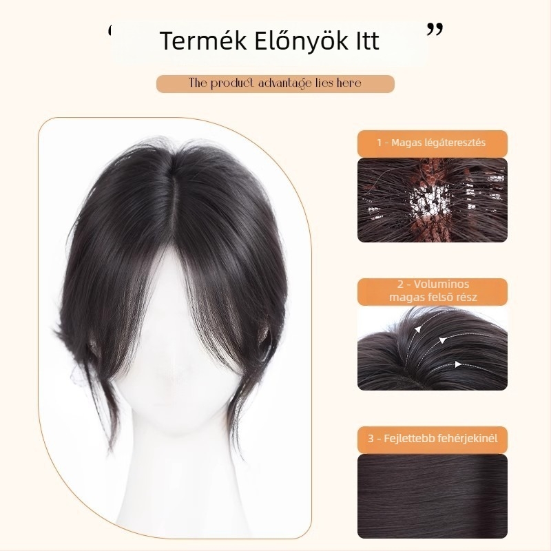 Női paróka frufival – koronai volumen növelése, ősz haj fedése, hőálló szálak, félig kézzel szőtt