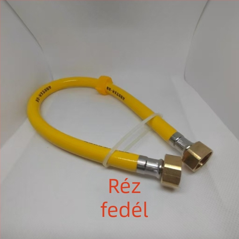 PVC robbanásálló tömlő rozsdamentes acél- és réz fejjel a meleg- és hideg víz bemenetéhez, 1.6 MPa, 5–85°C, kézi menetcsatlakozás