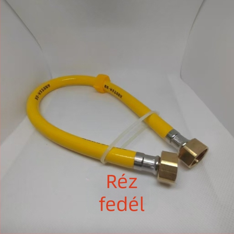 PVC robbanásálló tömlő rozsdamentes acél- és réz fejjel a meleg- és hideg víz bemenetéhez, 1.6 MPa, 5–85°C, kézi menetcsatlakozás