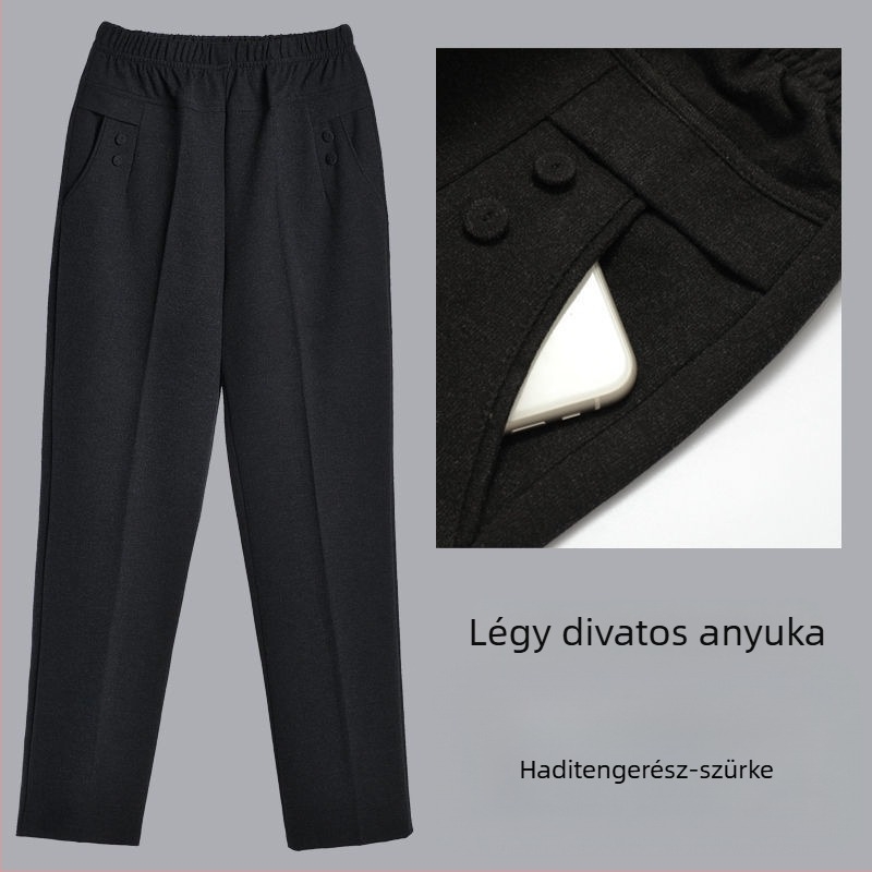 Női egyenes szabású hosszú nadrág patchwork stílussal, mindennapi viselet, tavasz 2024